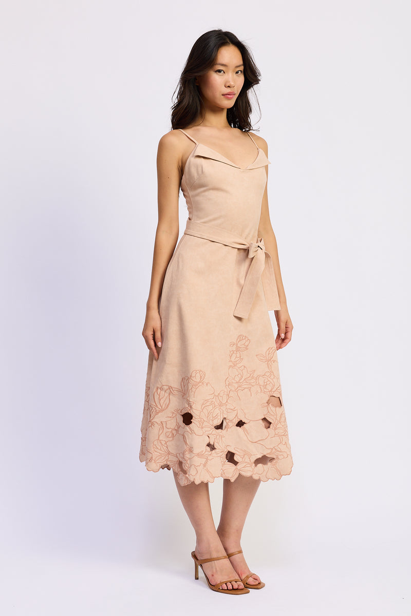 en saison midi dress Donna Suede 100% cotton Button front September25 Audrey ruffled cotton mix Color:Electric/Blue