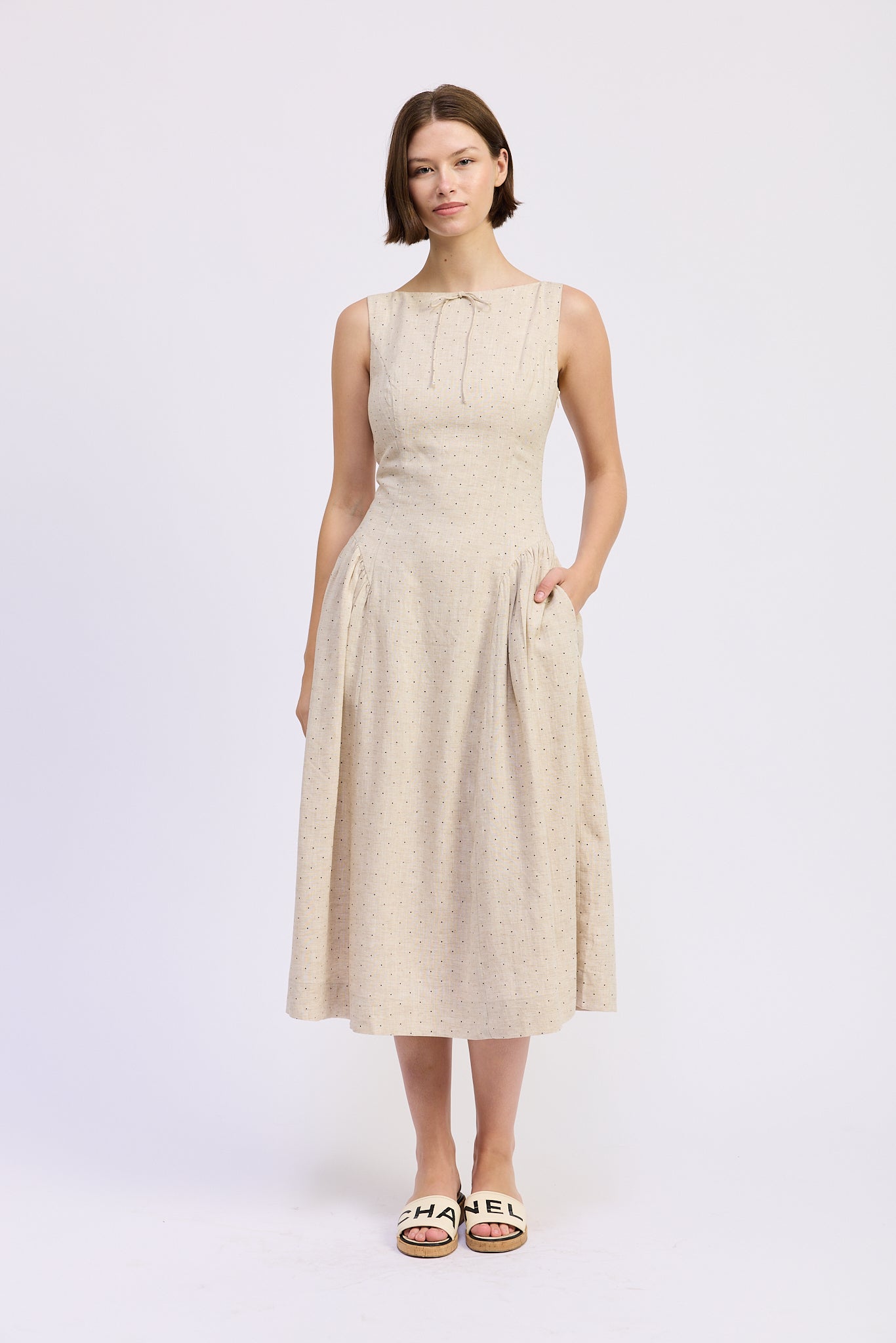 chinese dress ladies Giulia High Collar Lace Midi Dress White / L