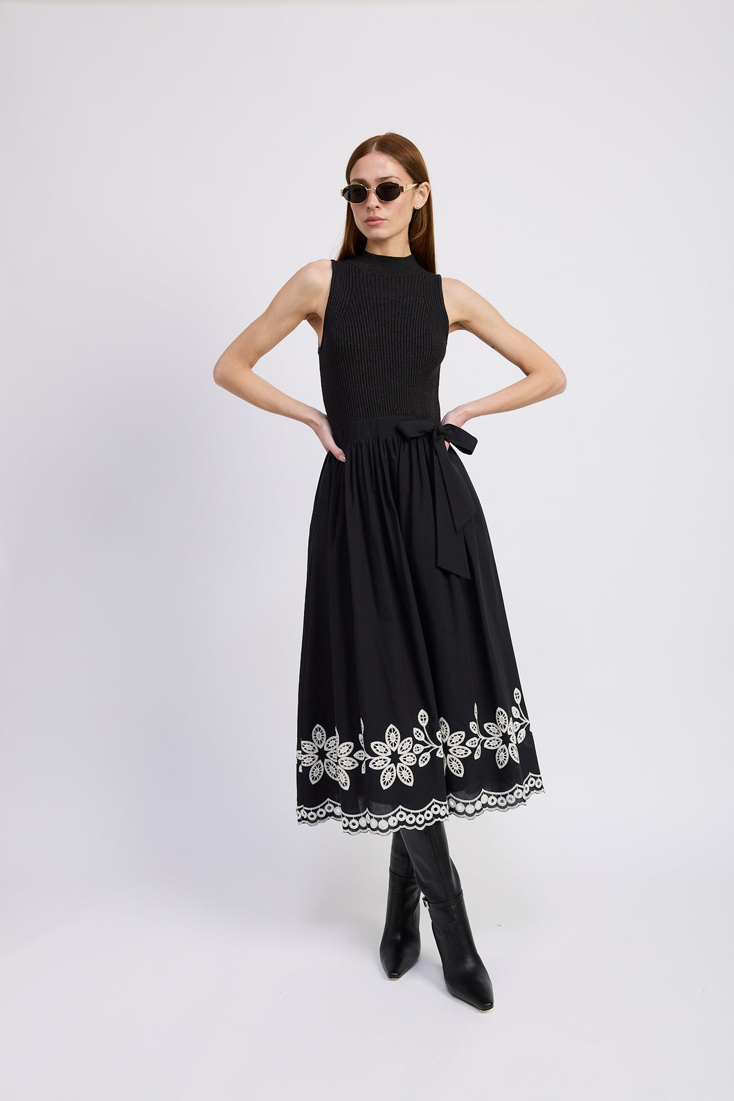 Isidora Mixed Media Midi Dress