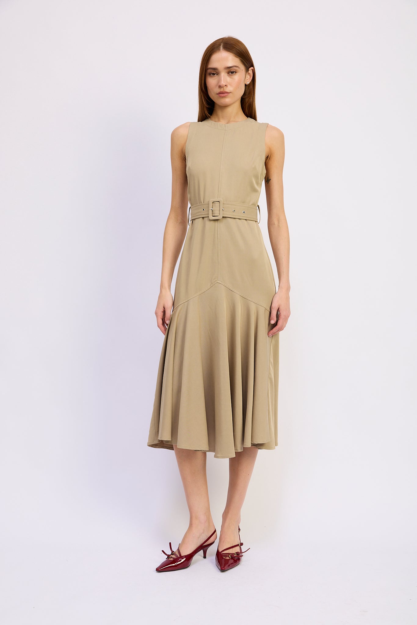 khaki fall dress Savannah Maxi Dress-Khaki M
