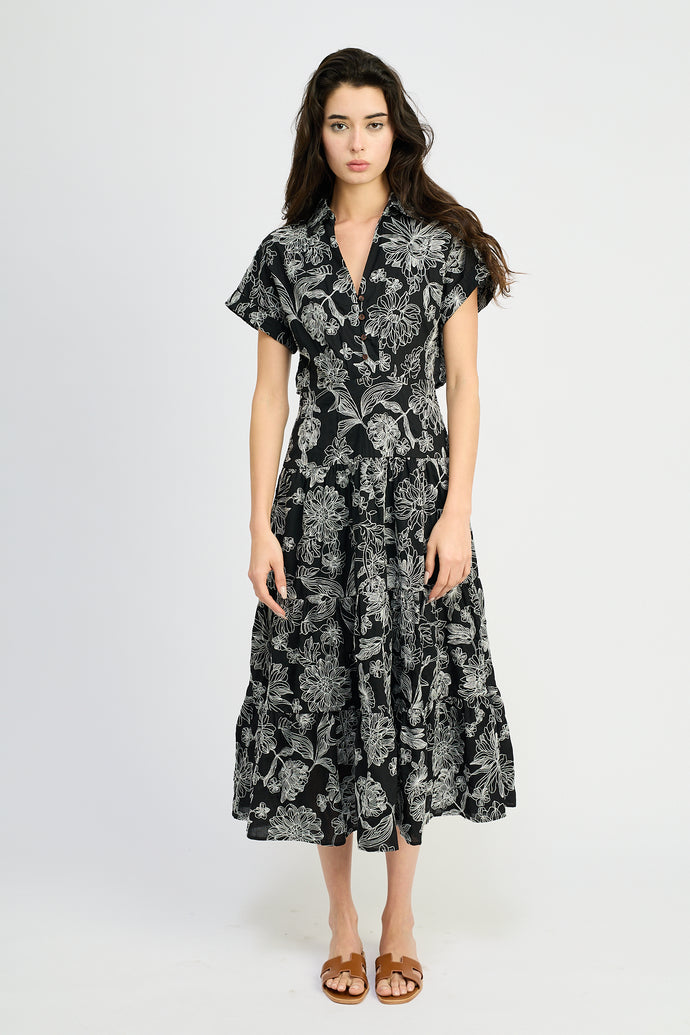 Magdalen Embroidered Maxi Shirt Dress