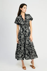 Magdalen Embroidered Maxi Shirt Dress