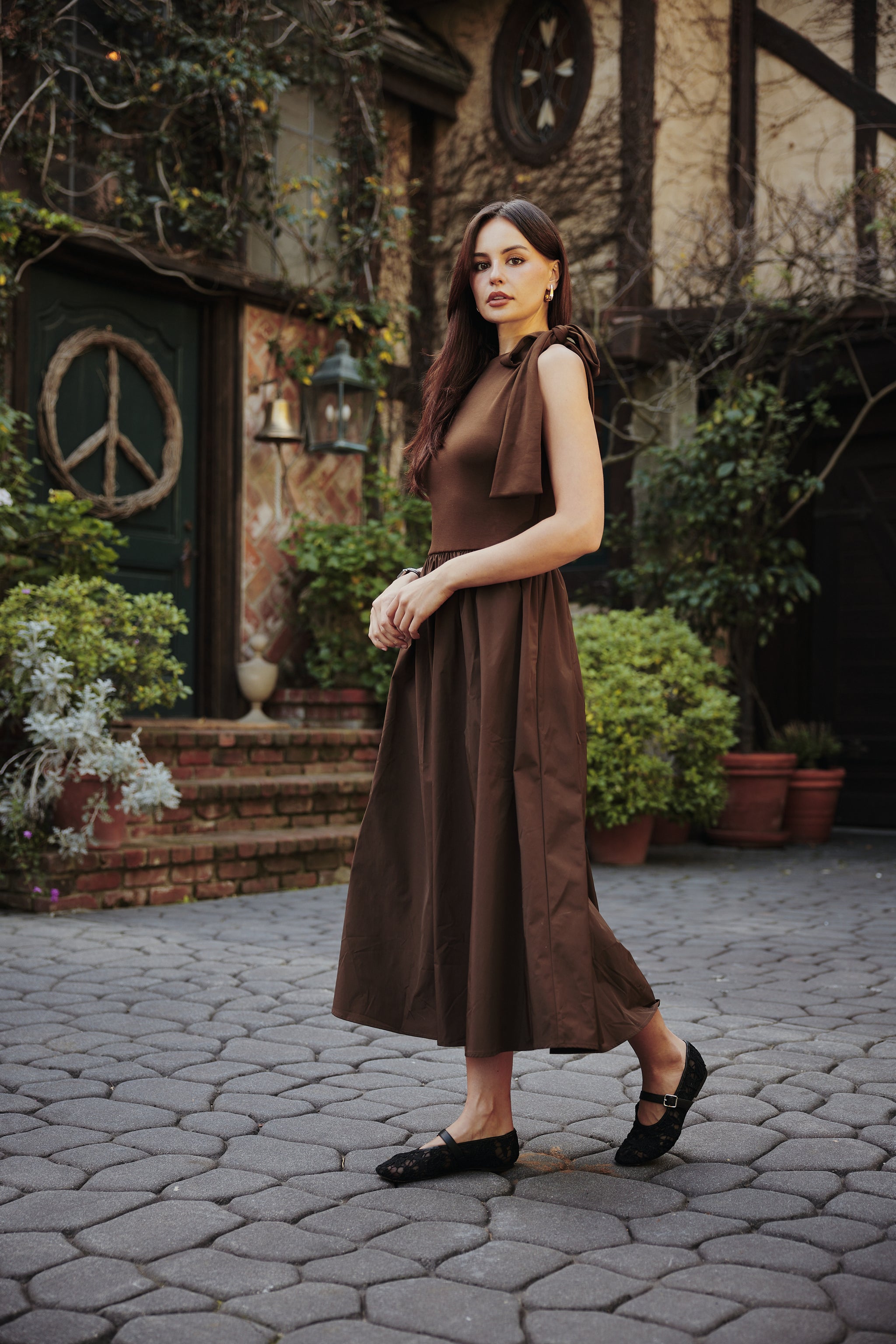 brown dress spring Dresses – en saison Amara Satin Dress | Size:EU 37/US 7 global-drop-No Value Womens dresses Imported.